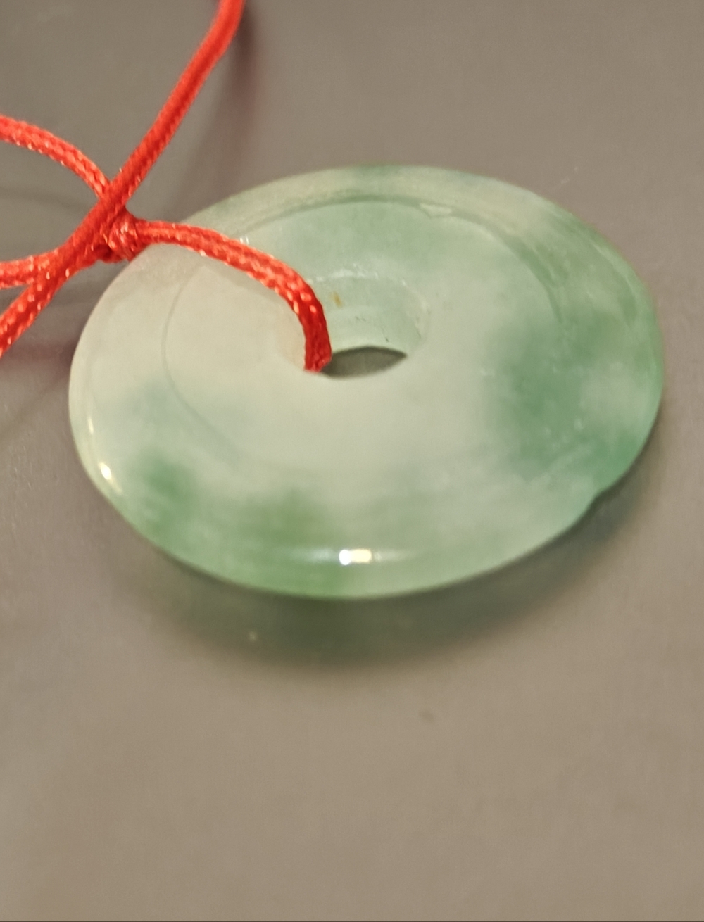 Jade Jadeite Donut Disc Necklace Unisex Minimalist